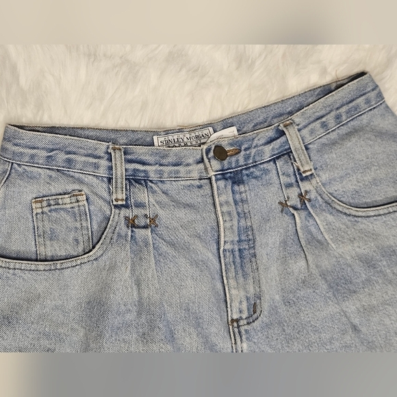 Vintage Stanley Morgan High Waist Denim Shorts light washed size 16 - Picture 4 of 12
